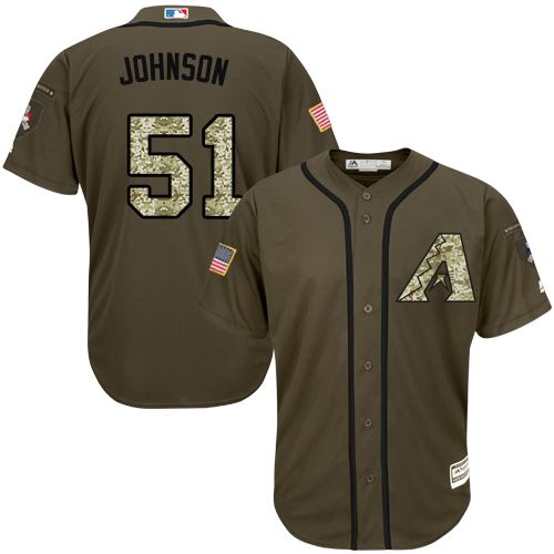 Diamondbacks #51 Randy Johnson Green Salute to Service Stitched Youth MLB Jersey